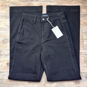 J.Crew Perfecting Pockets Wide Leg Pants Black High Waist Size 24 NWT Denim Jean